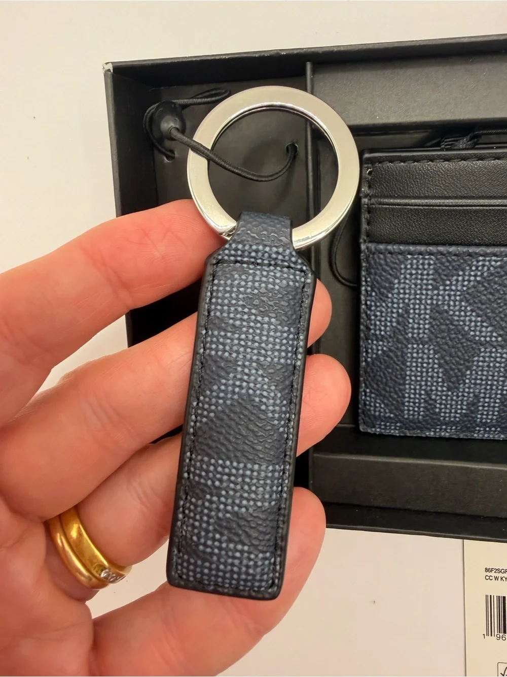 Michael Kors Credit Card Wallet + Key Fob 86F2SGFD1B $98 - New Admrl/PlBlue